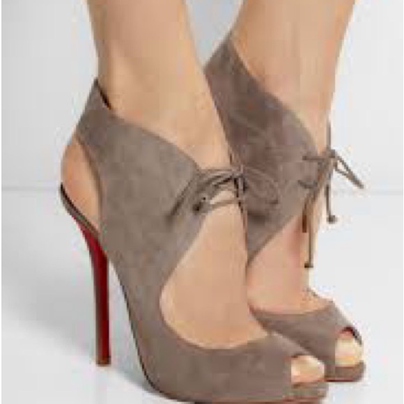 Christian Louboutin Suede Allegra Peep Toe - Picture 2 of 6